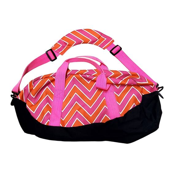Wildkin Pink and Orange Stripe Overnight Duffle Zig Zag Pink Orange 20" x 10" - Picture 4 of 8